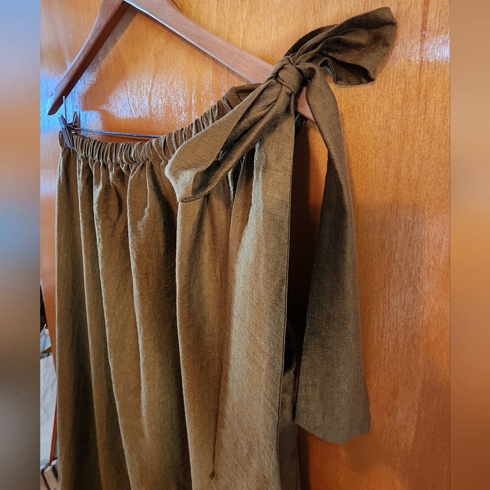 NWT Olive Green One Shoulder Tie Strap Dress - Picture 4 of 8